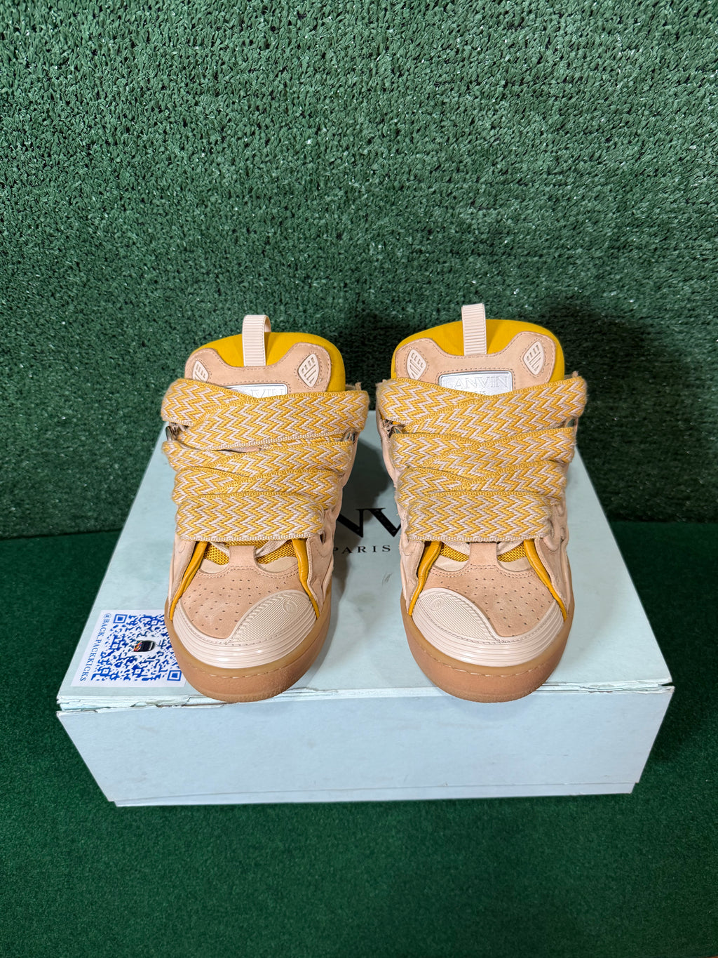 LANVIN EXCLUSIVE BEIGE & YELLOW CURB SNEAKER