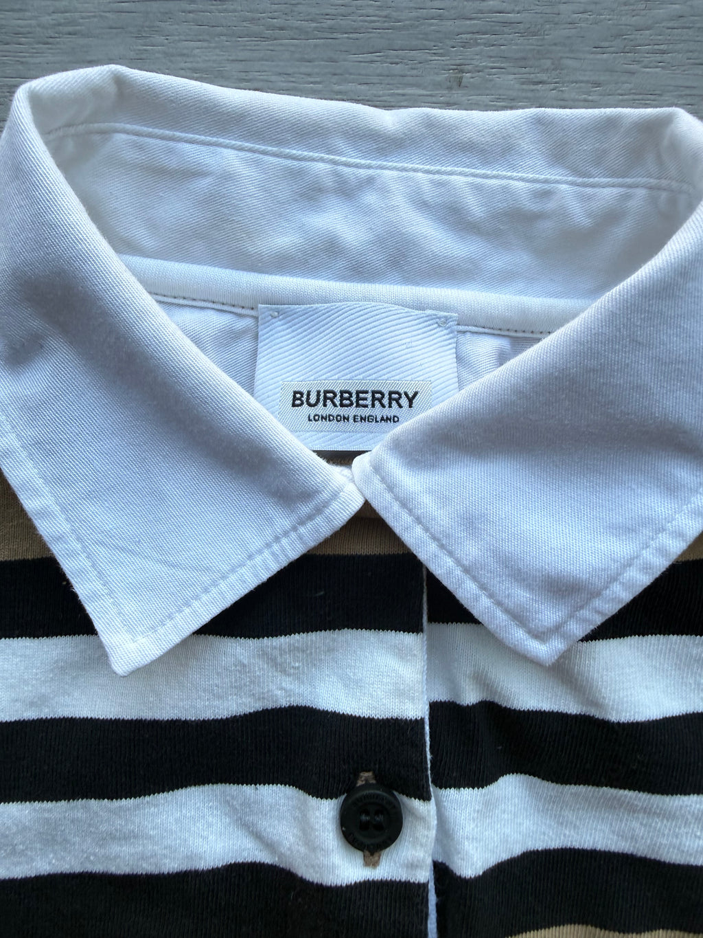 Burberry girls ‘icon stripe cotton polo dress’