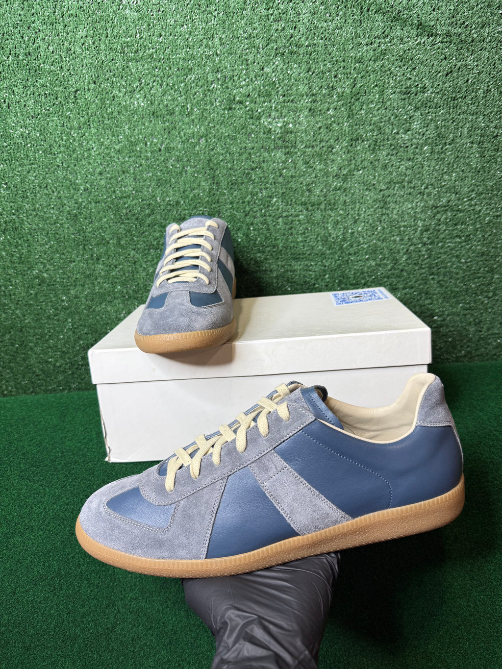 MAISON MARGIELA-REPLICA LEATHER AND SUEDE-BLUE