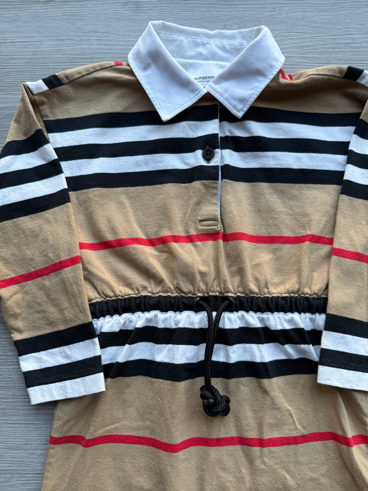 Burberry girls ‘icon stripe cotton polo dress’