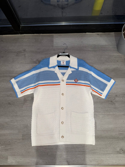 Cotton Tennis Short Sleeve Crochet Shirt Preowned