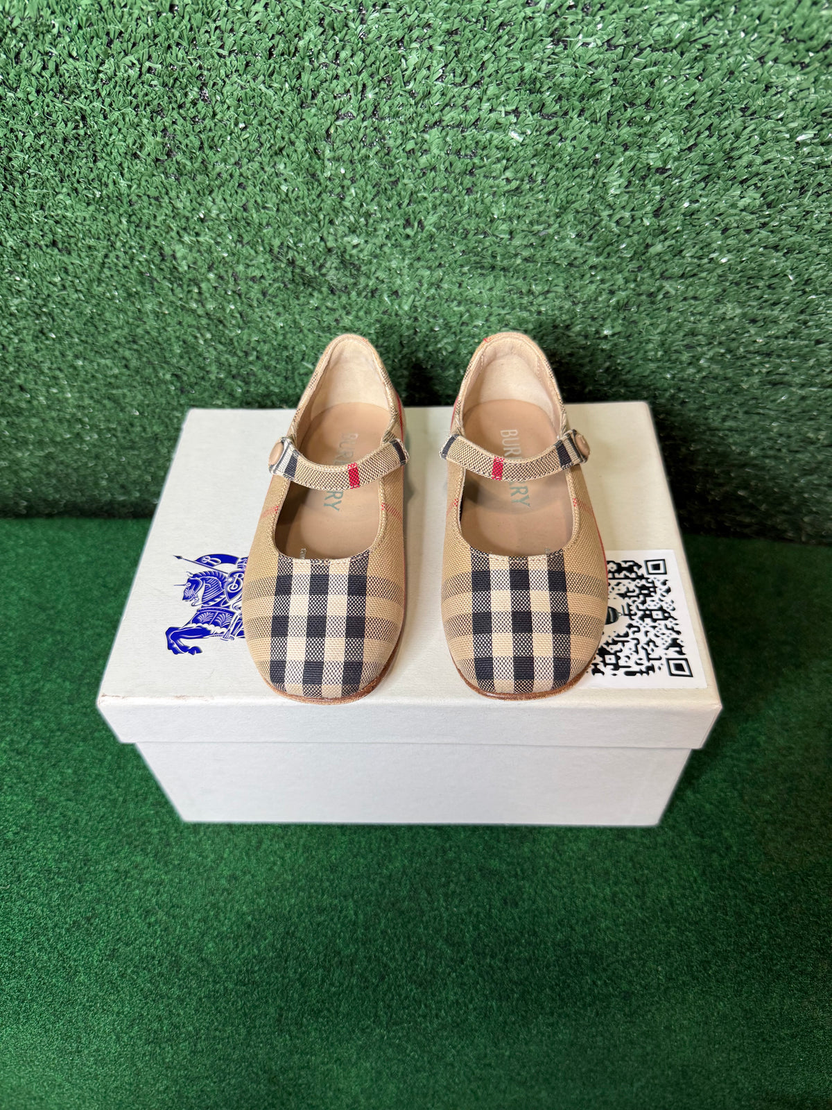 Burberry girls Seth check ballerina/mary Jane flats