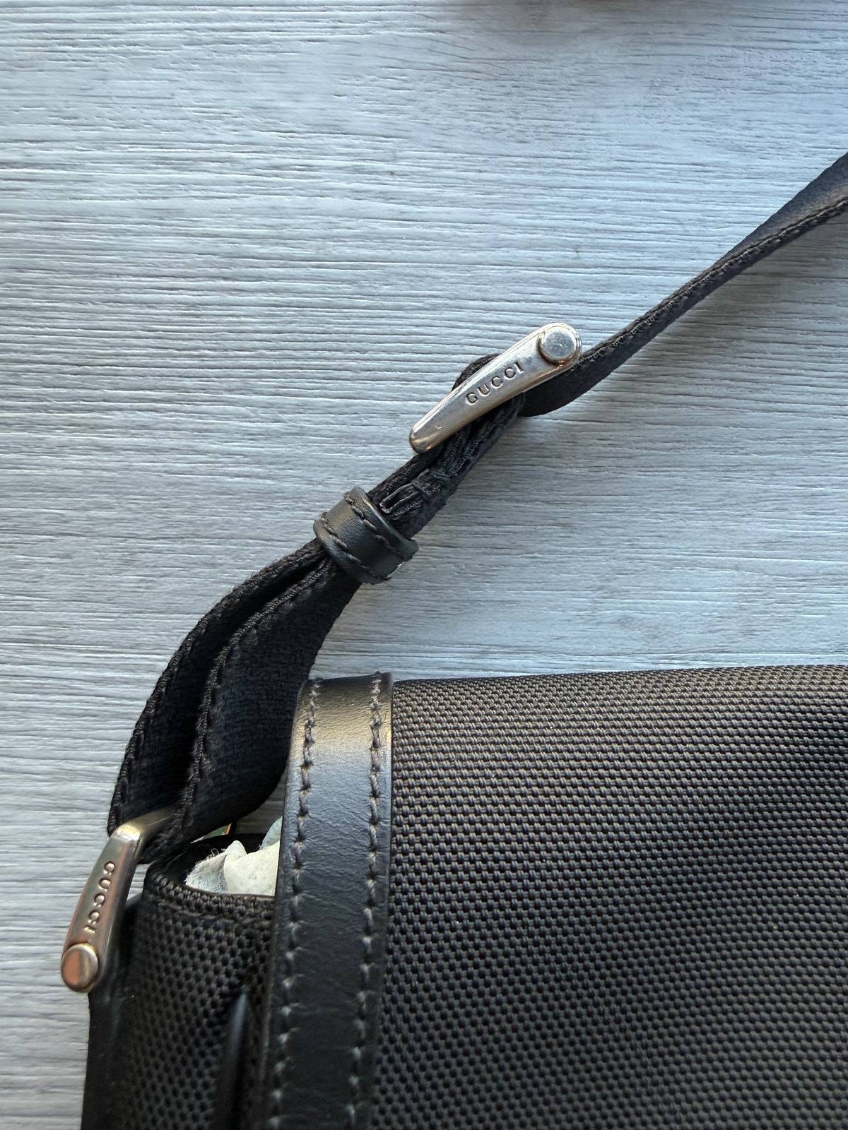 Gucci techno canvas web stripe black messenger bag
