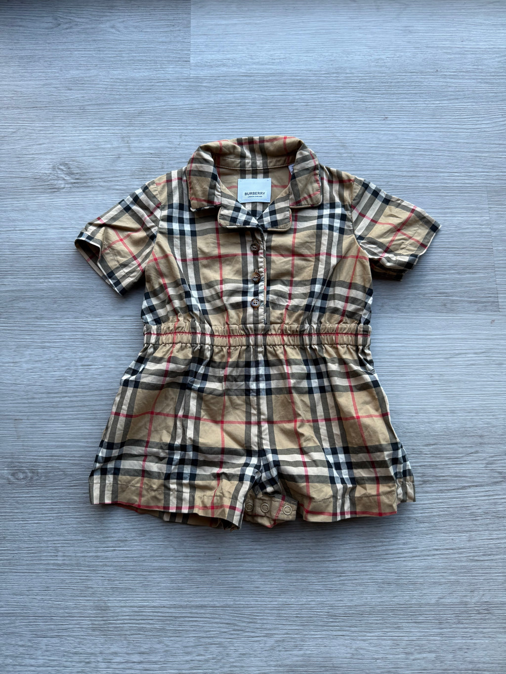 Burberry plaid infant jump suit