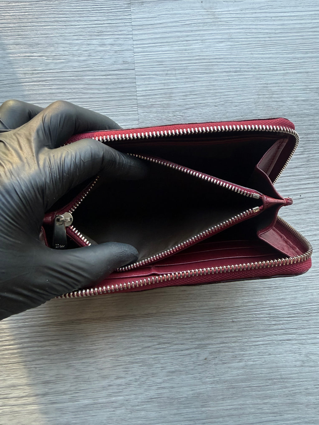 Christian Dior trotter embossed patent leather continental/ long zip wallet