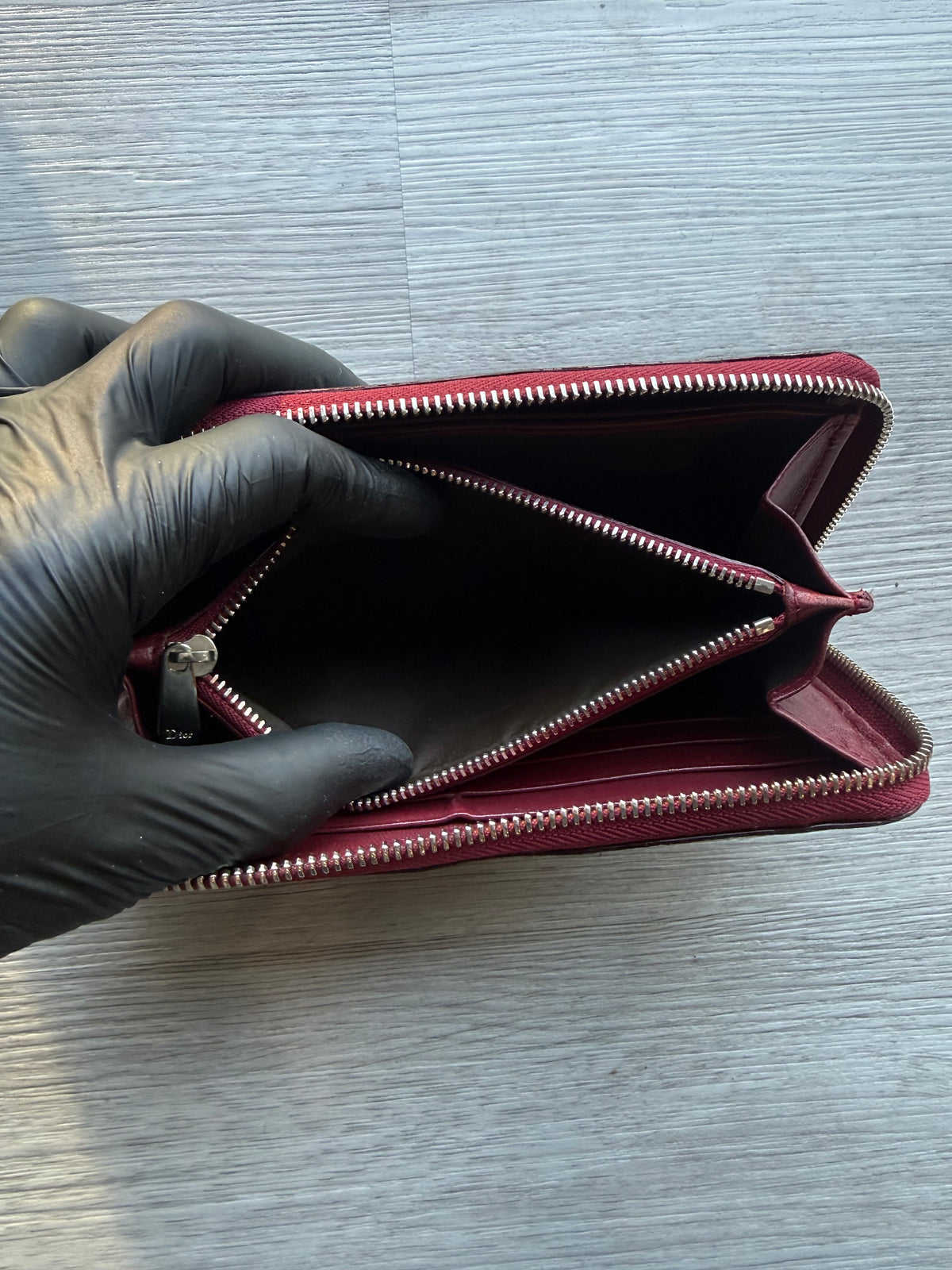 Christian Dior trotter embossed patent leather continental/ long zip wallet