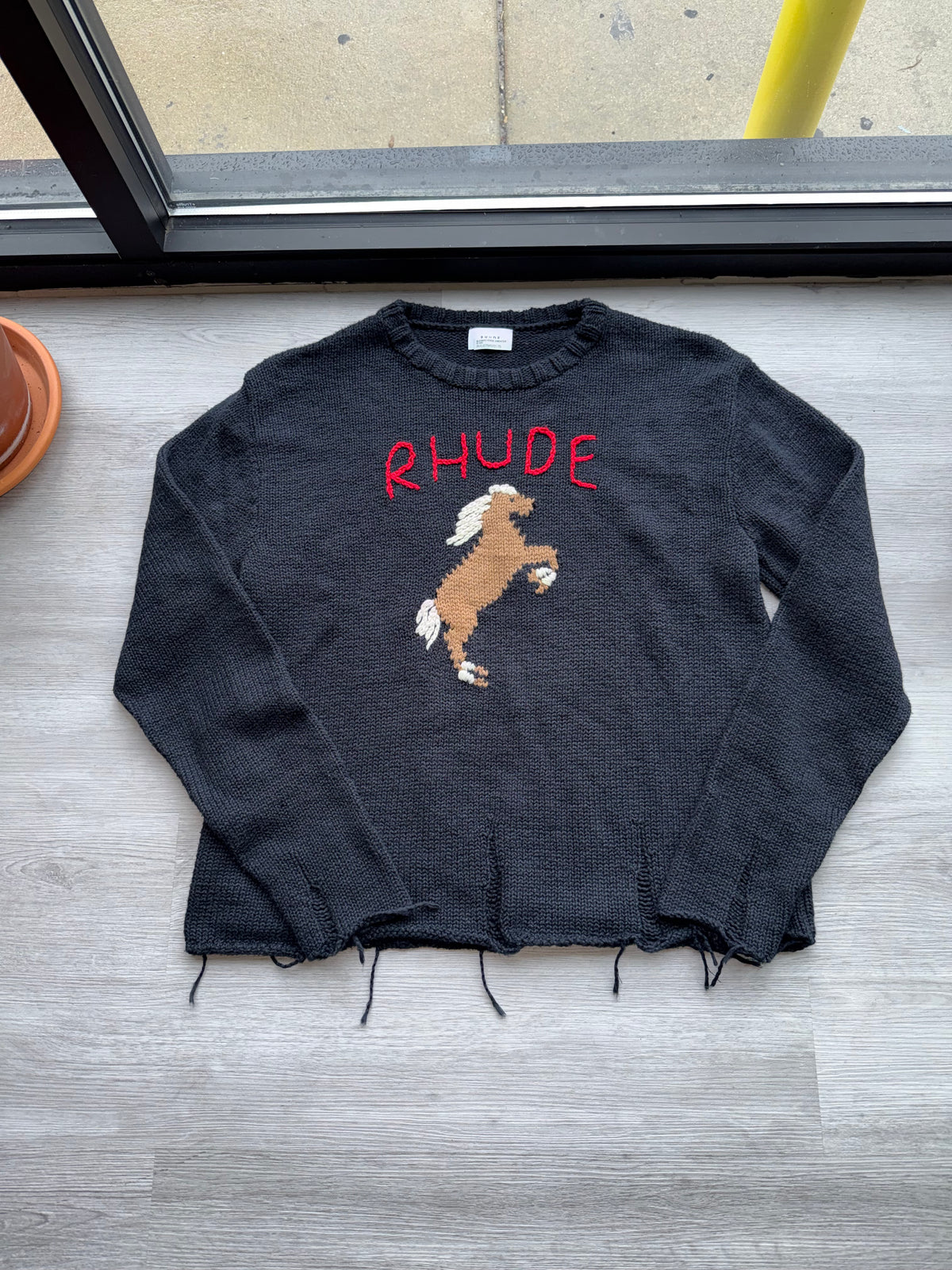 Rhude Black Bucking Horse Sweater