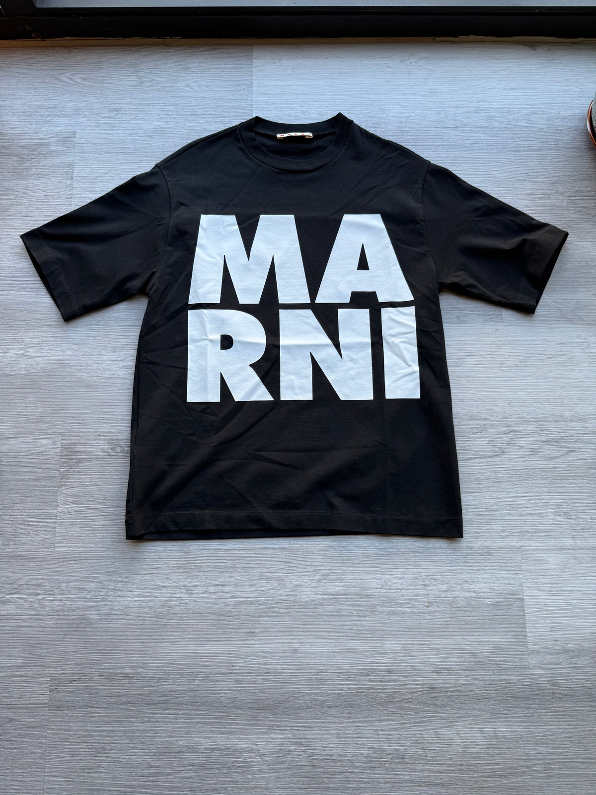 Marni kids black t-shirt with bold white logo