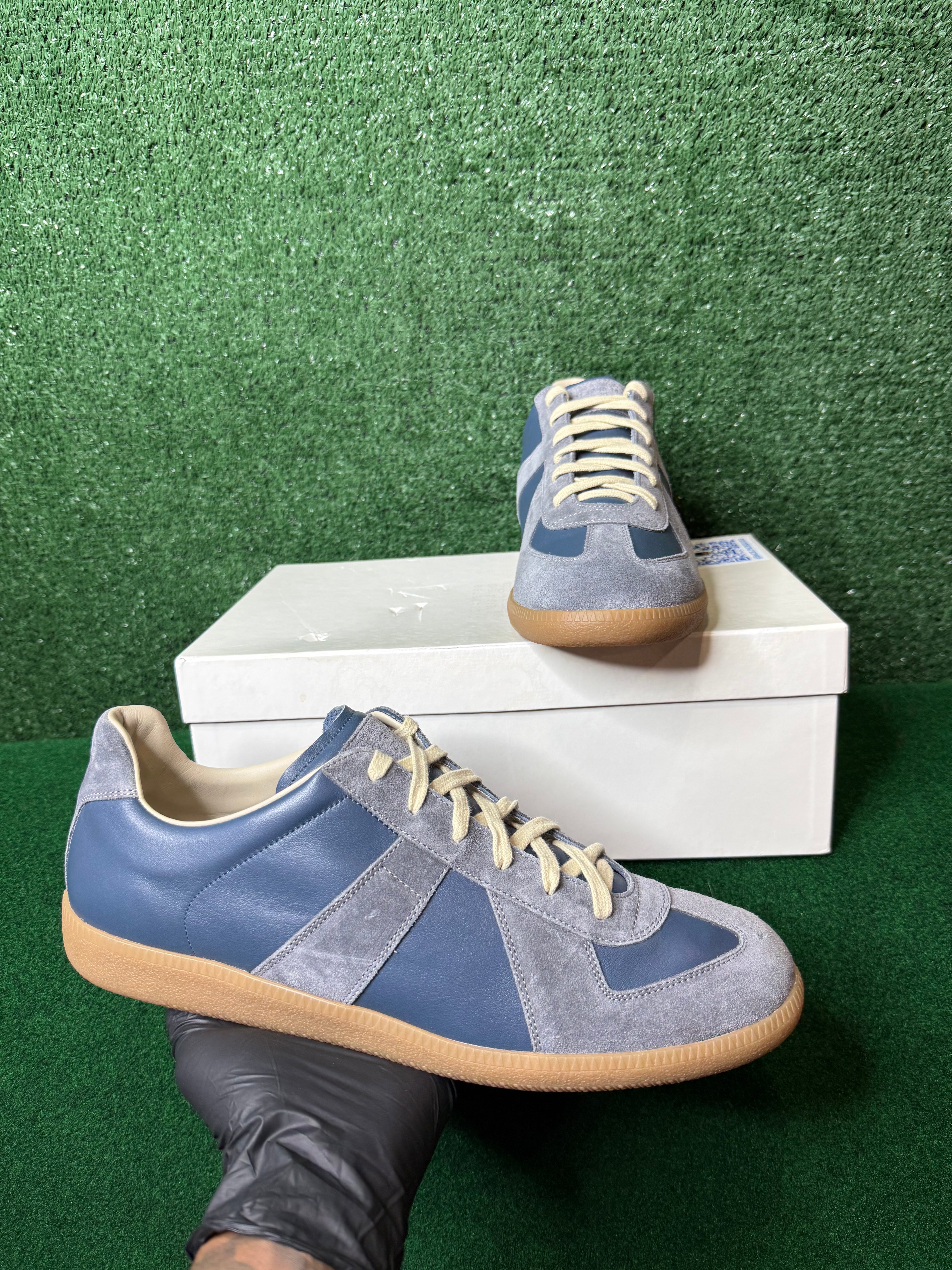 MAISON MARGIELA-REPLICA LEATHER AND SUEDE-BLUE