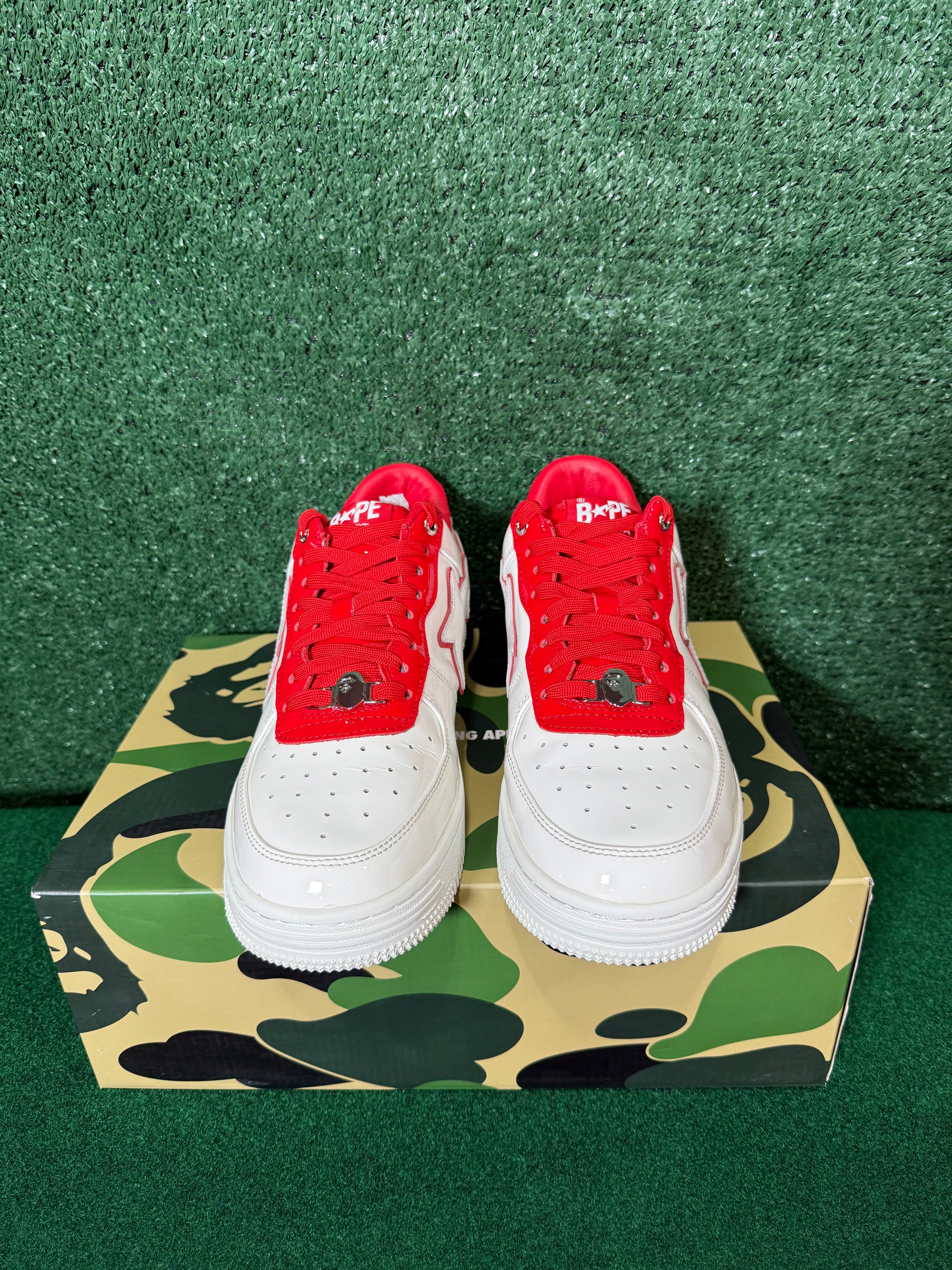 A Bathing Ape Bape Sat Patent Leather White Red