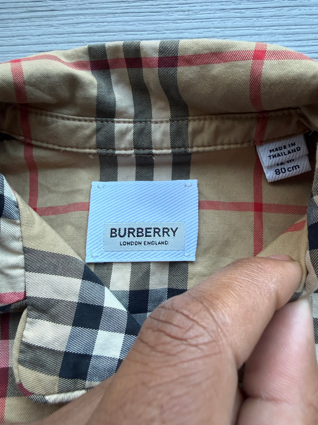 Burberry plaid infant jump suit