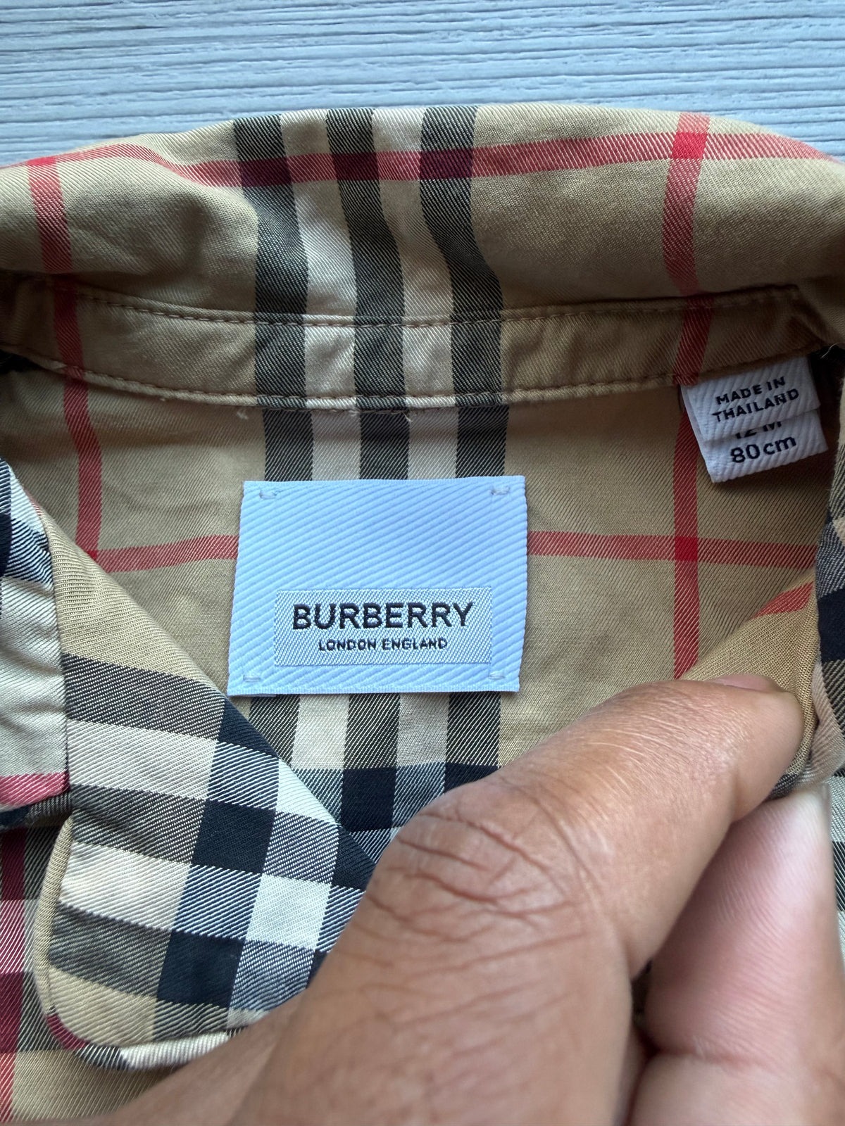 Burberry plaid infant jump suit