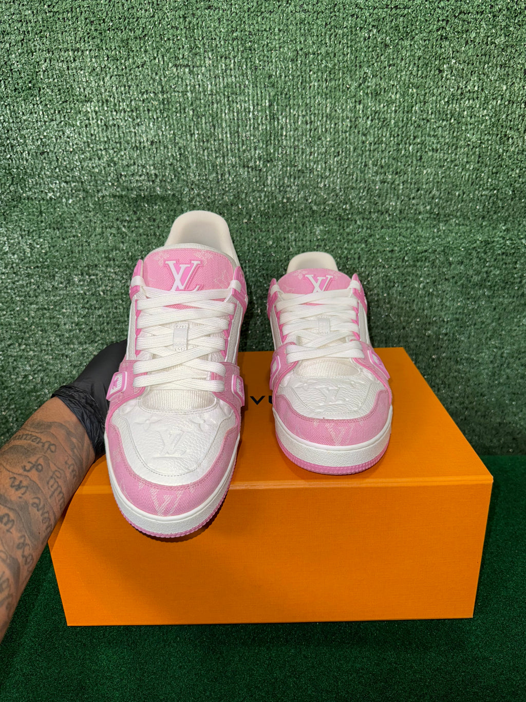 LV Trainer Sneakers Pink Denim