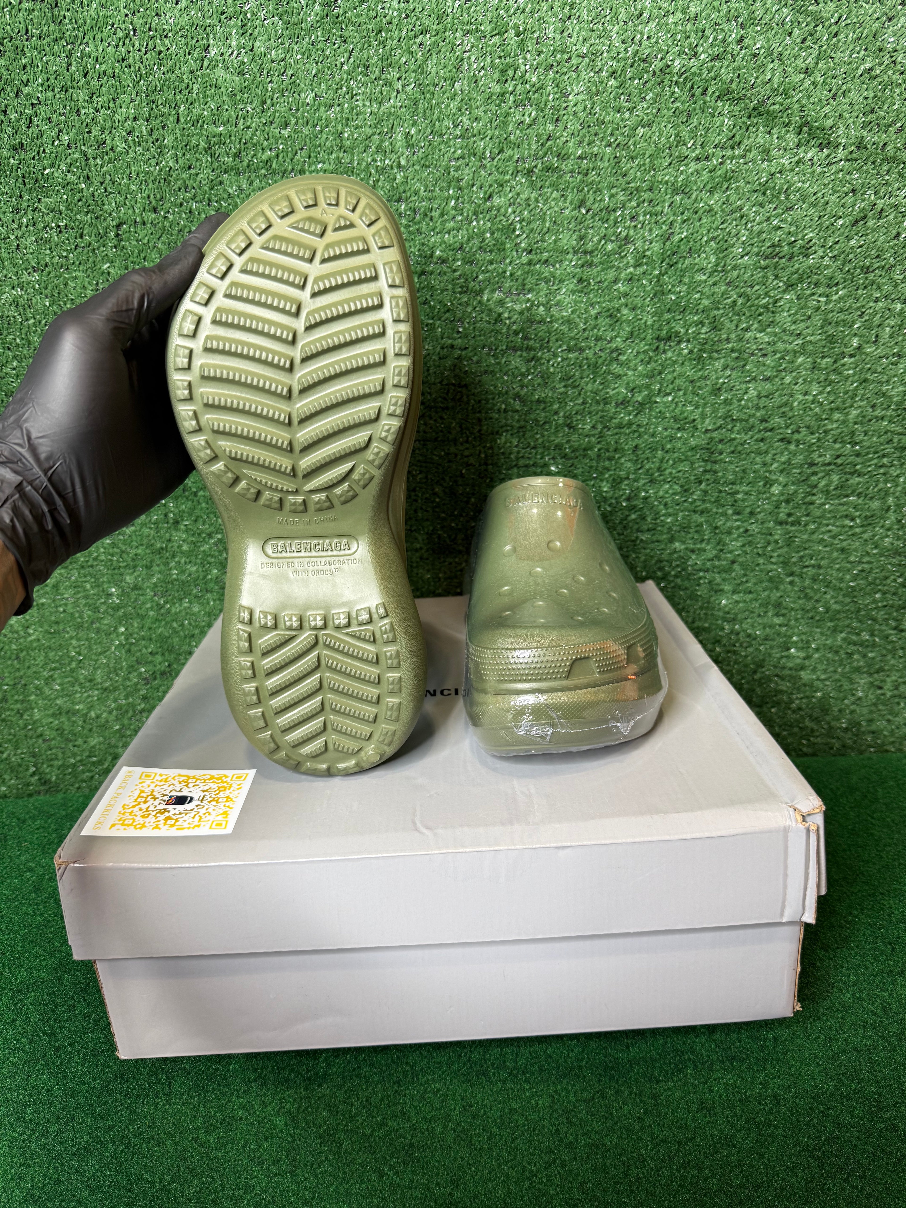 Balenciaga x Crocs Clog Mule in Khaki Green