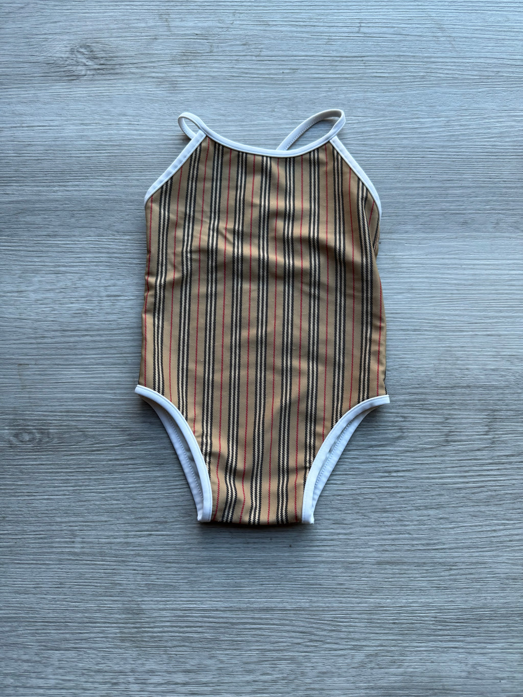 Burberry kids infant icon stripe one-piece swimsuit