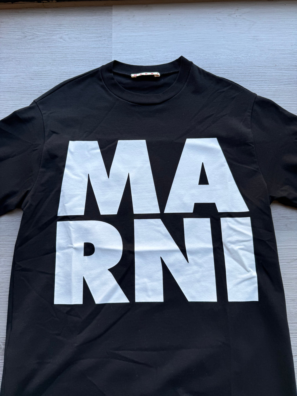 Marni kids black t-shirt with bold white logo