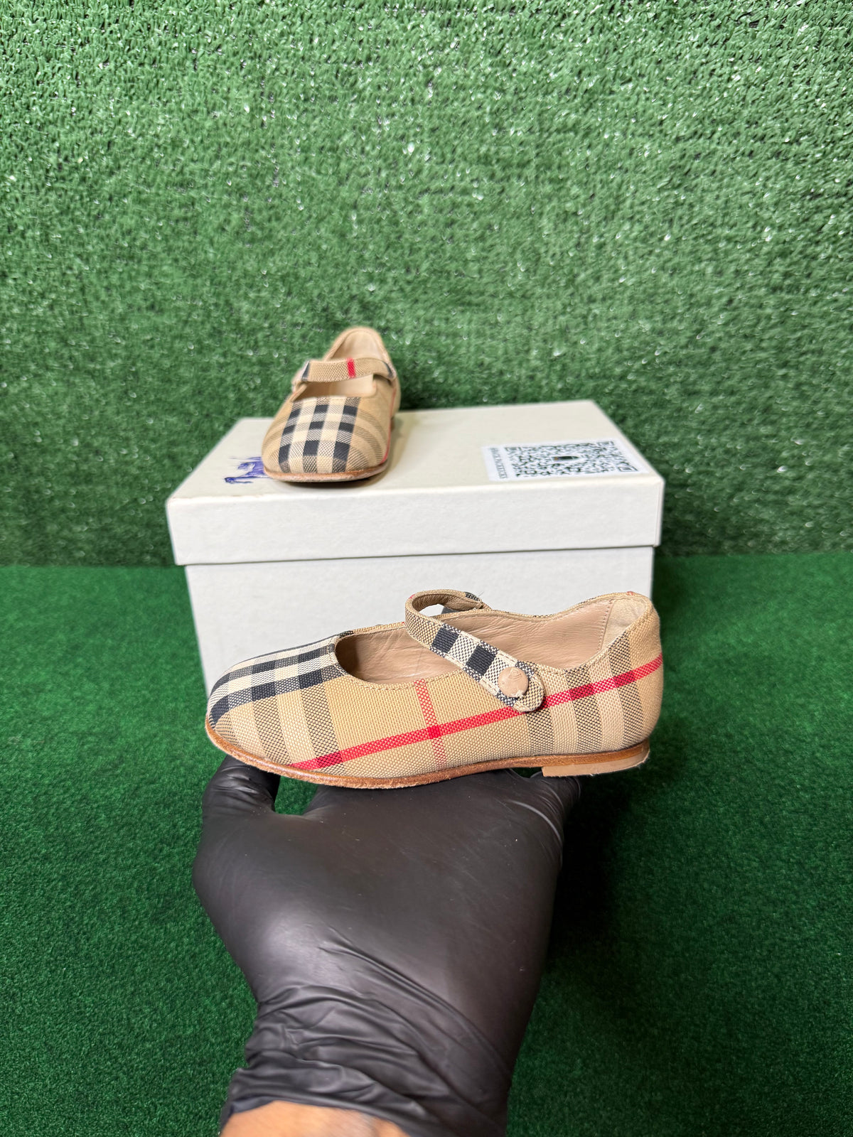 Burberry girls Seth check ballerina/mary Jane flats