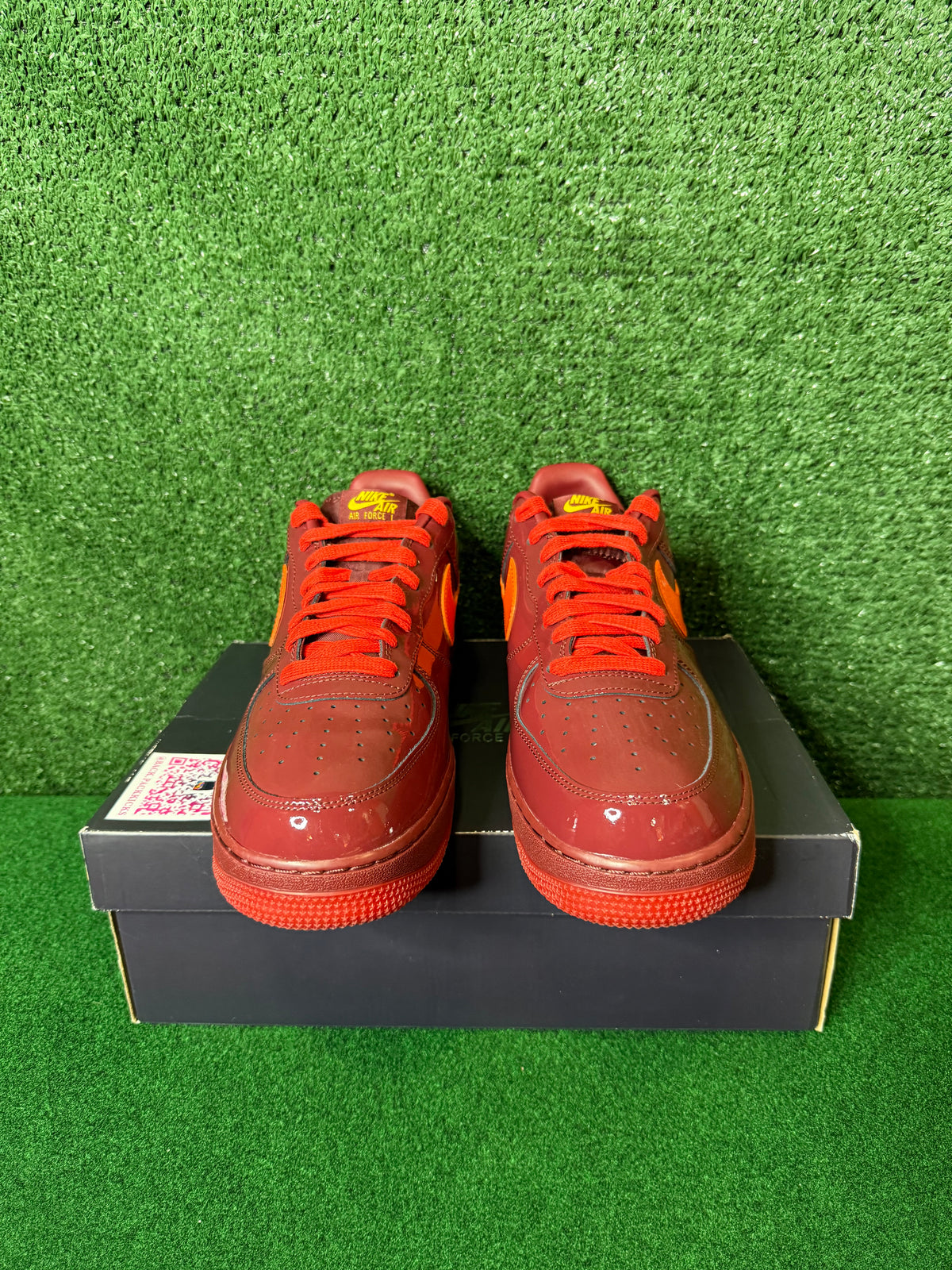 Nike Air Force 1 low ‘patent leather dark team red safety orange’