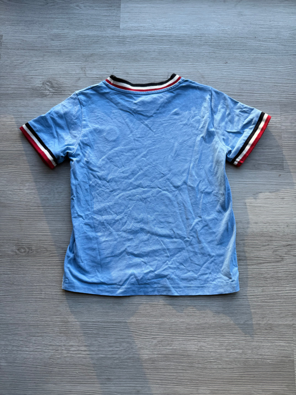 Moncler infant light blue tricolor-trimmed cotton t-shirt