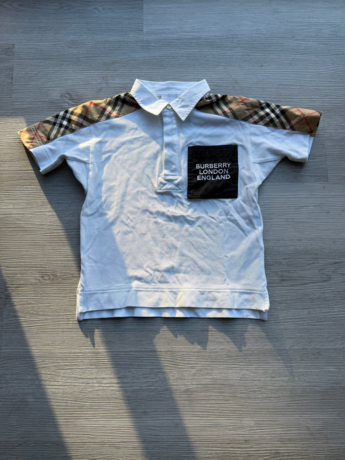 Burberry boys ‘johnathan’ vintage check logo polo shirt