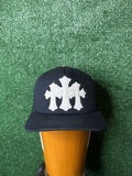 CHROME HEARTS WHITE CEMETERY CROSS CH TRUCKER HAT BLACK