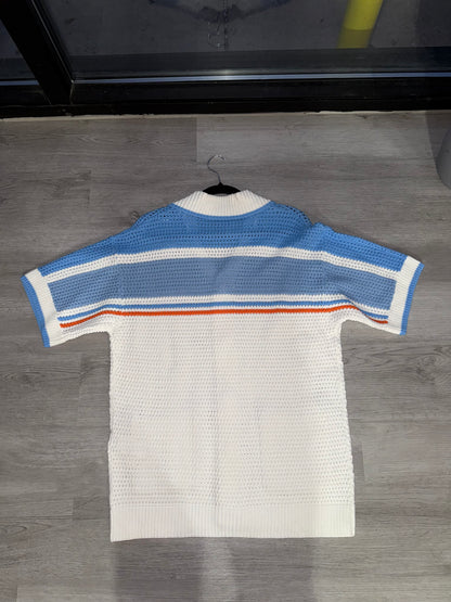 Cotton Tennis Short Sleeve Crochet Shirt Preowned