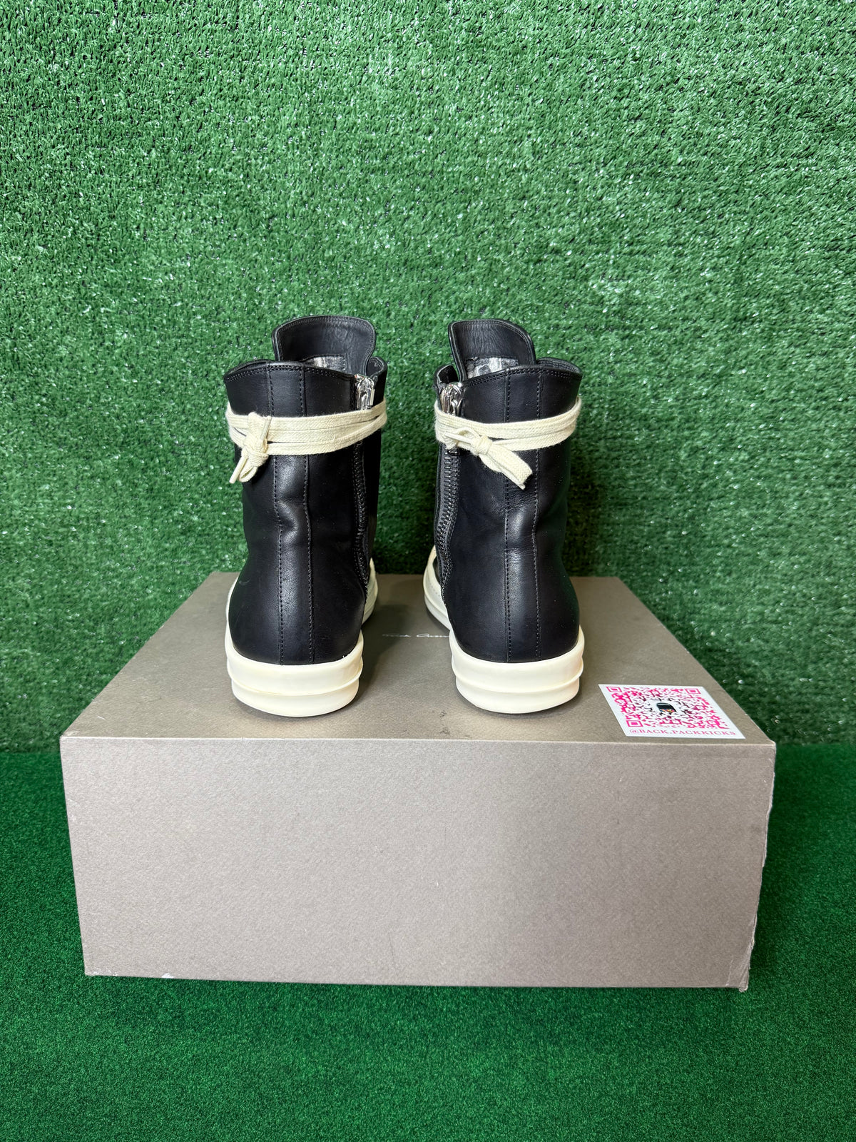 Rick OWENS scarpe in pelle sneaker ‘black milk’