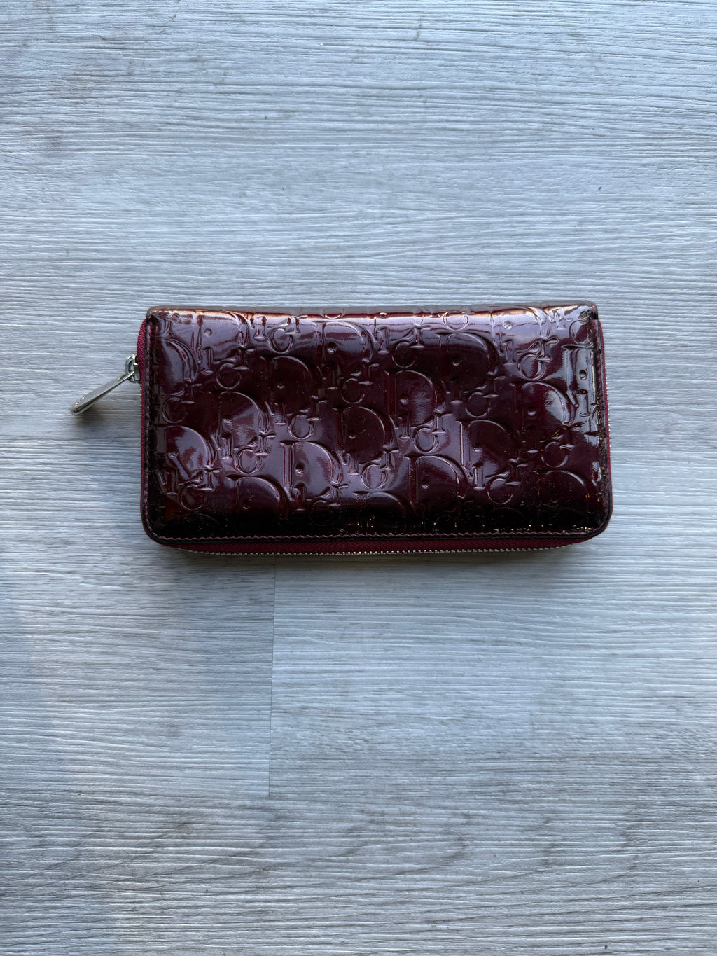 Christian Dior trotter embossed patent leather continental/ long zip wallet
