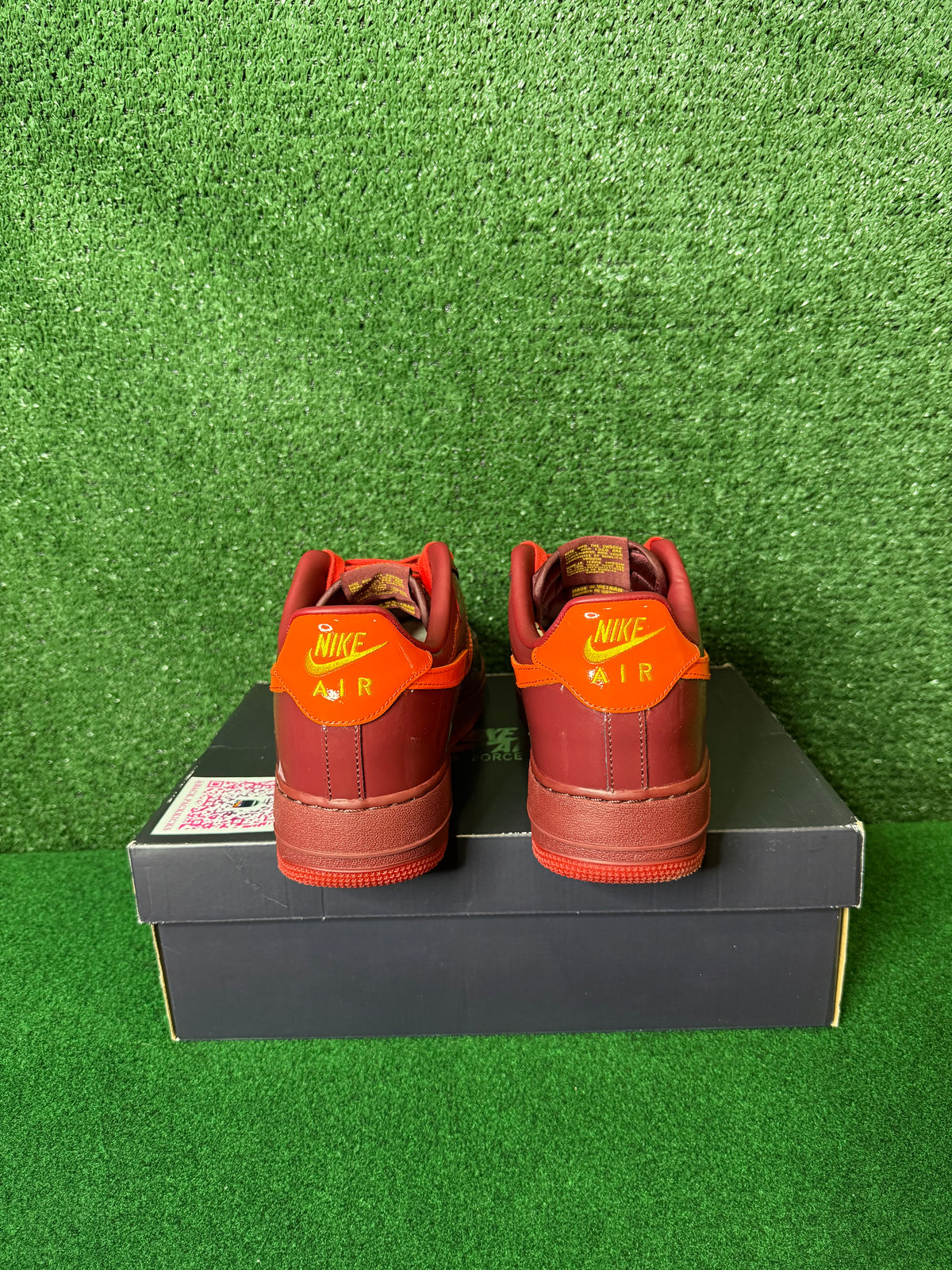 Nike Air Force 1 low ‘patent leather dark team red safety orange’