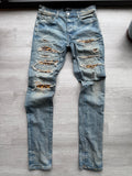 Amiri leopard thrasher jeans ‘clay/indigo’