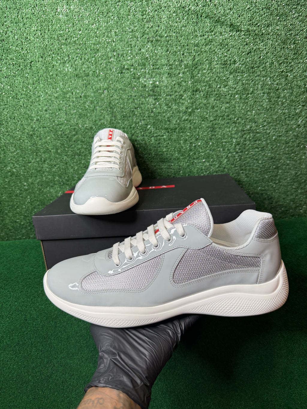 Prada Patent leather and technical fabric Prada America's
Cup-GREY