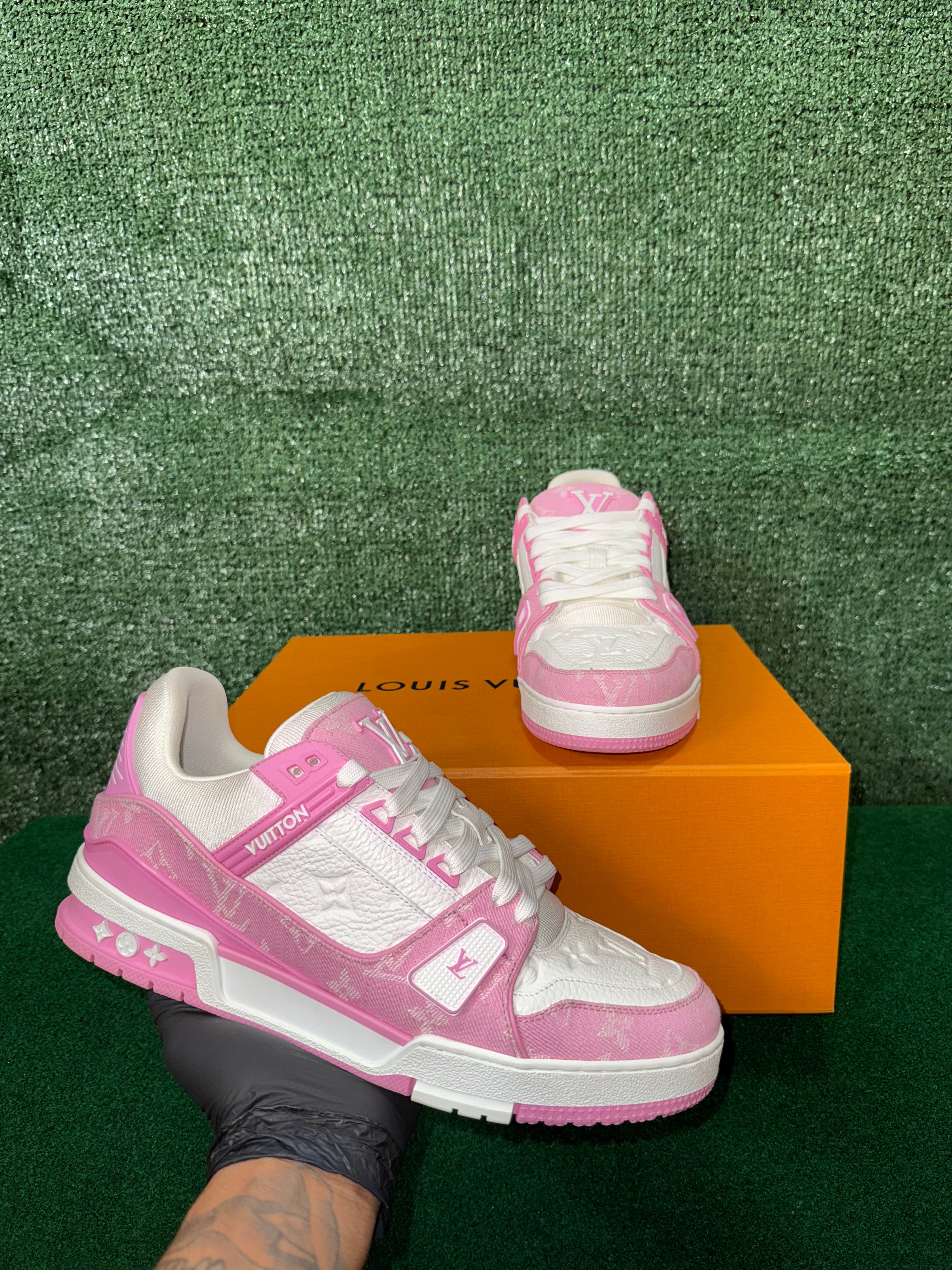 LV Trainer Sneakers Pink Denim