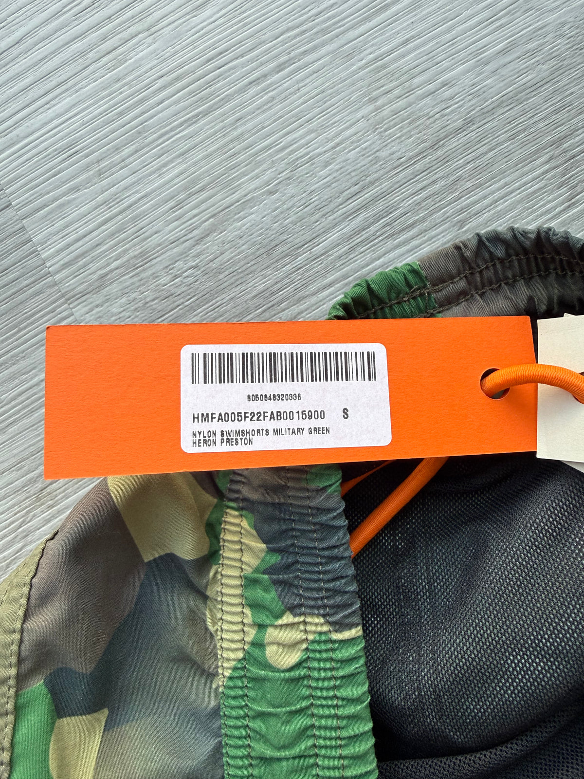 Heron Preston nylon swimshorts military green’