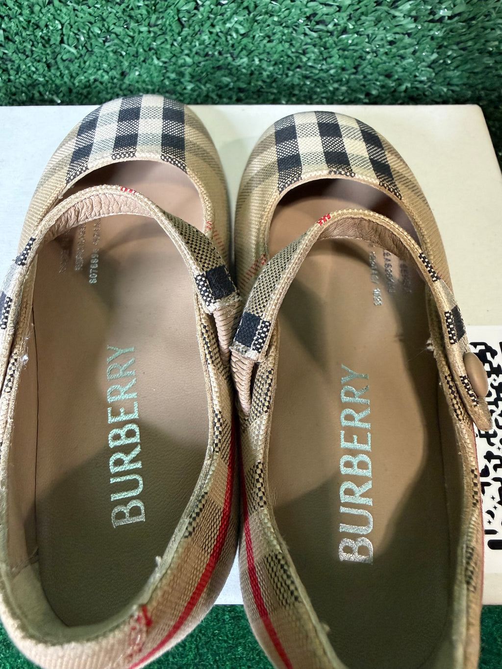 Burberry girls Seth check ballerina/mary Jane flats