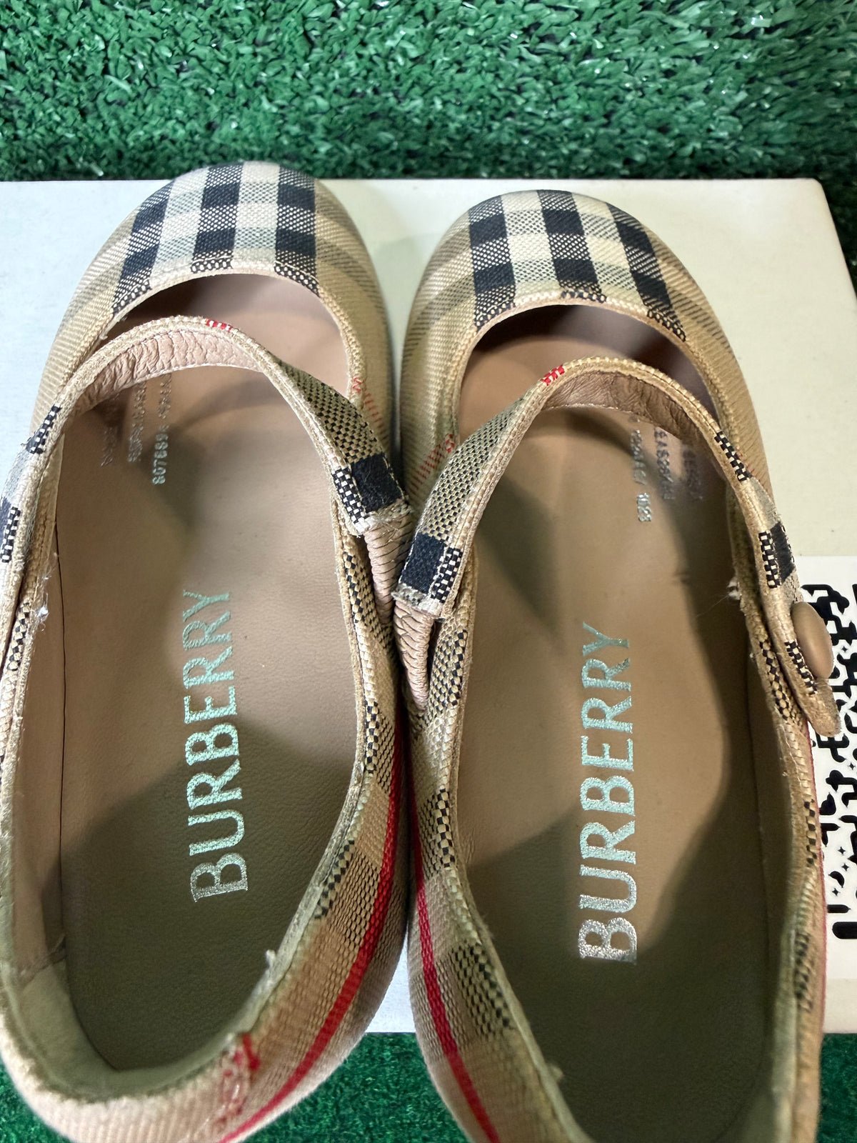 Burberry girls Seth check ballerina/mary Jane flats