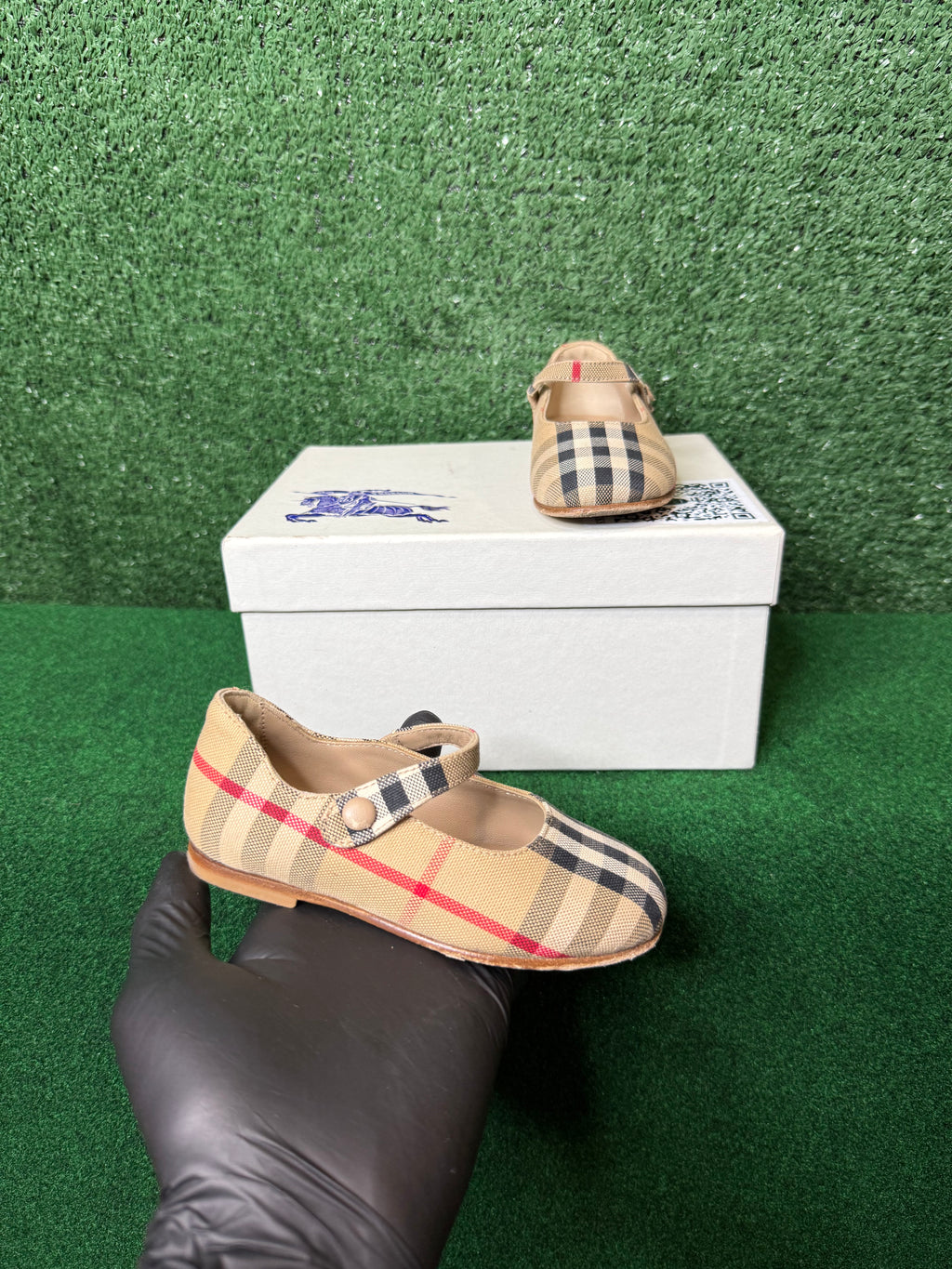 Burberry girls Seth check ballerina/mary Jane flats