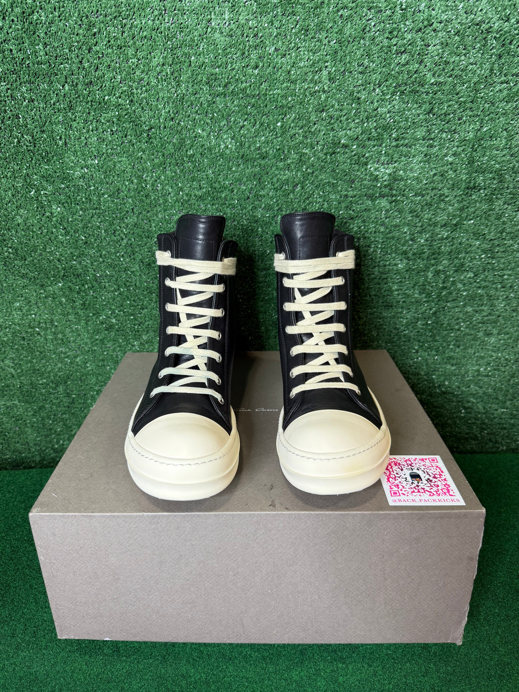 Rick OWENS scarpe in pelle sneaker ‘black milk’