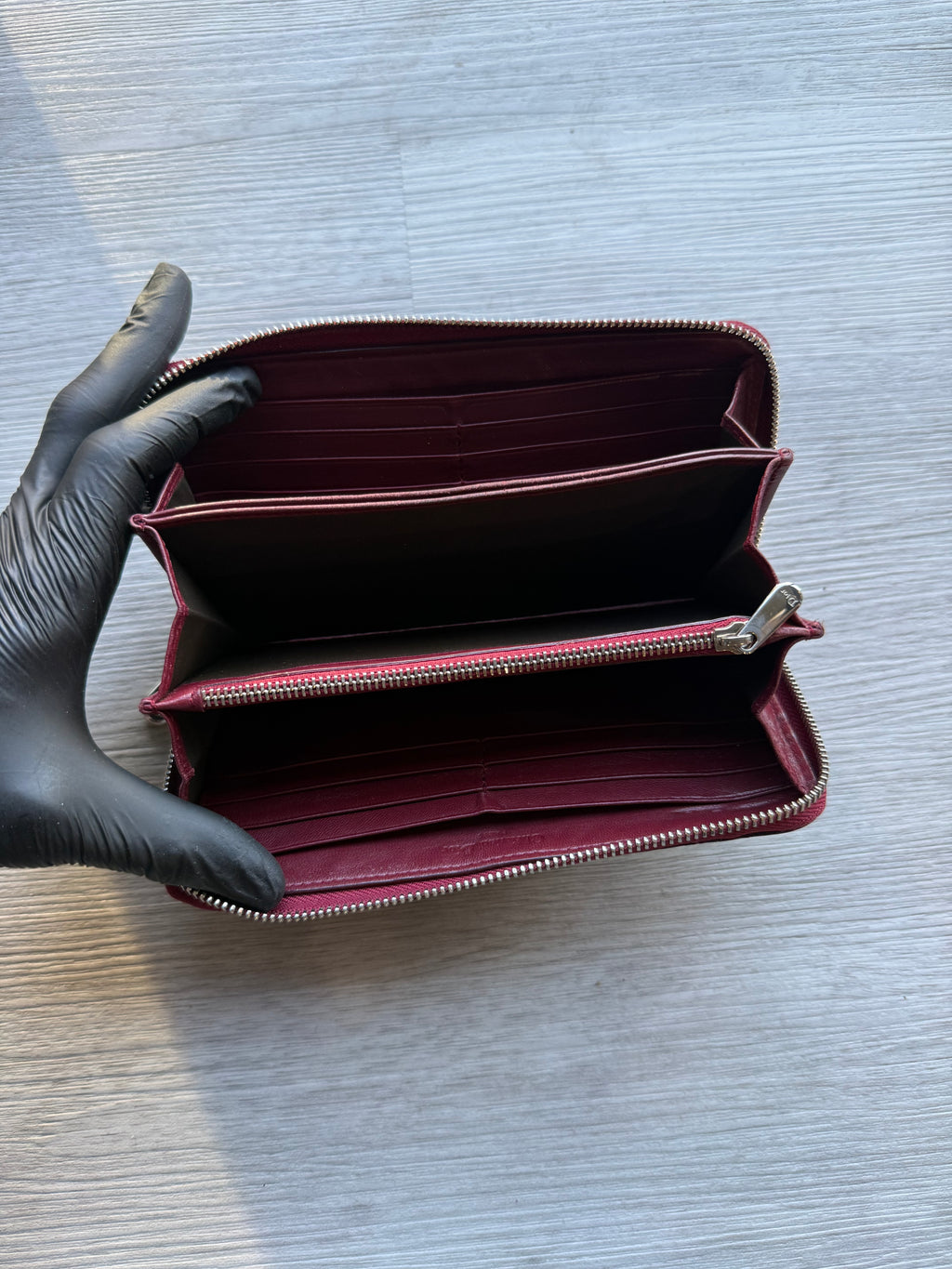 Christian Dior trotter embossed patent leather continental/ long zip wallet