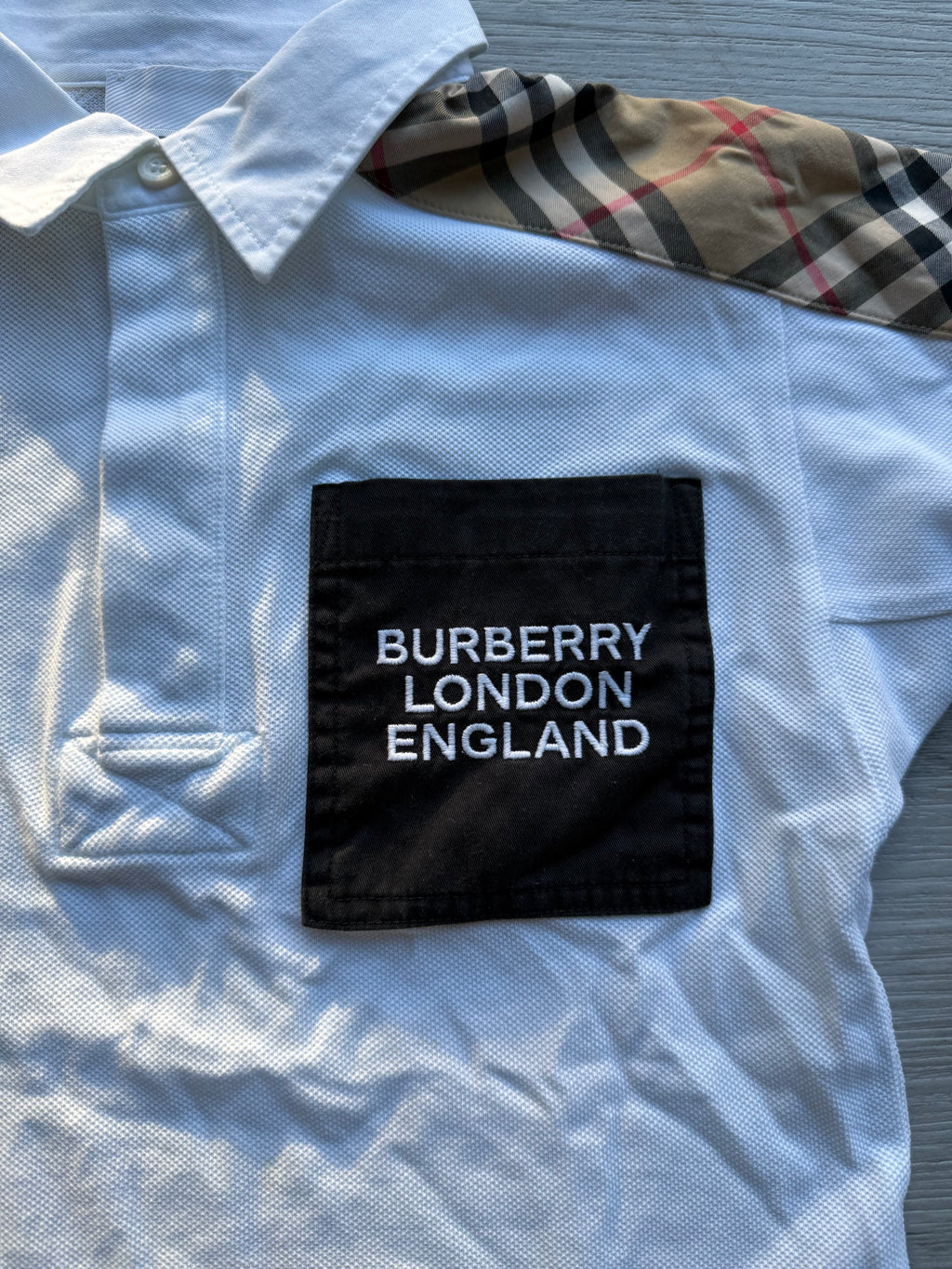 Burberry boys ‘johnathan’ vintage check logo polo shirt