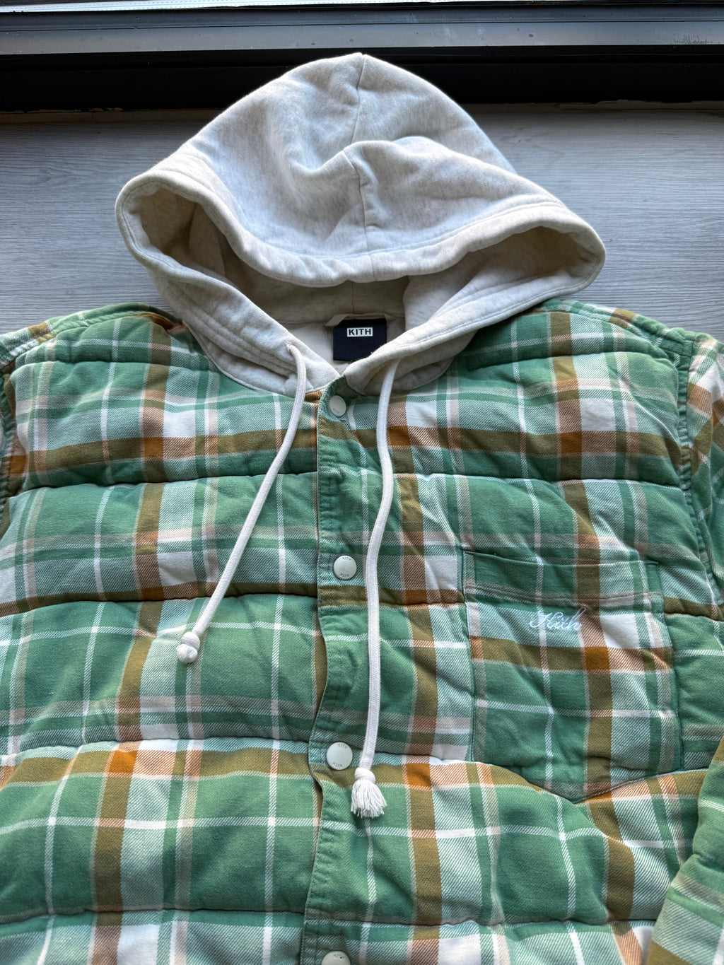 Other sterling quilted puffer coat plaid print