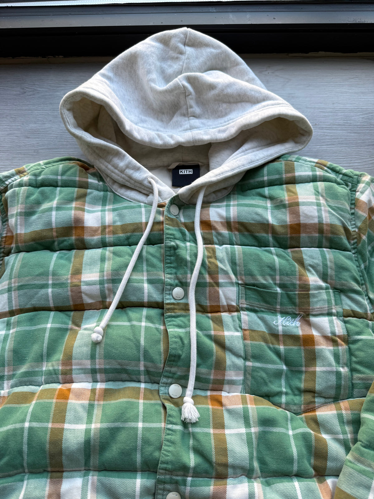 Other sterling quilted puffer coat plaid print