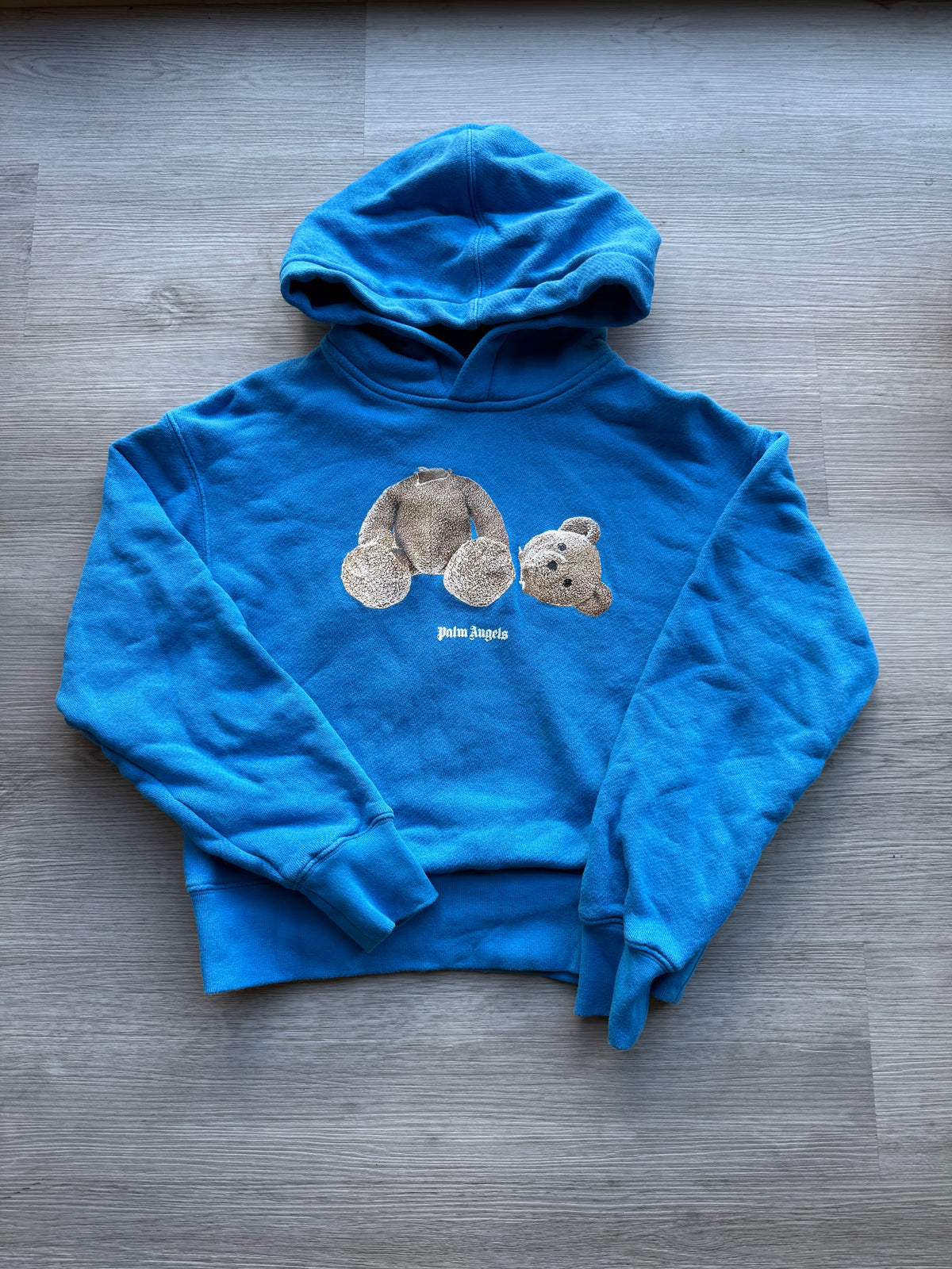 Palm angels kids blue bear/ smiley bear logo hoodie
