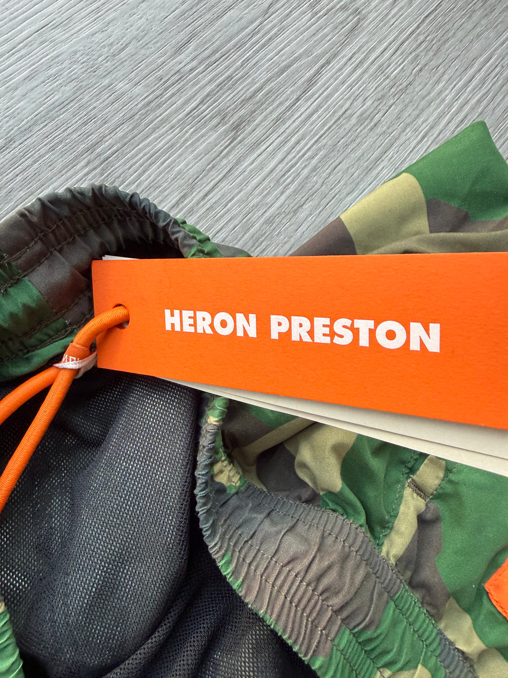 Heron Preston nylon swimshorts military green’