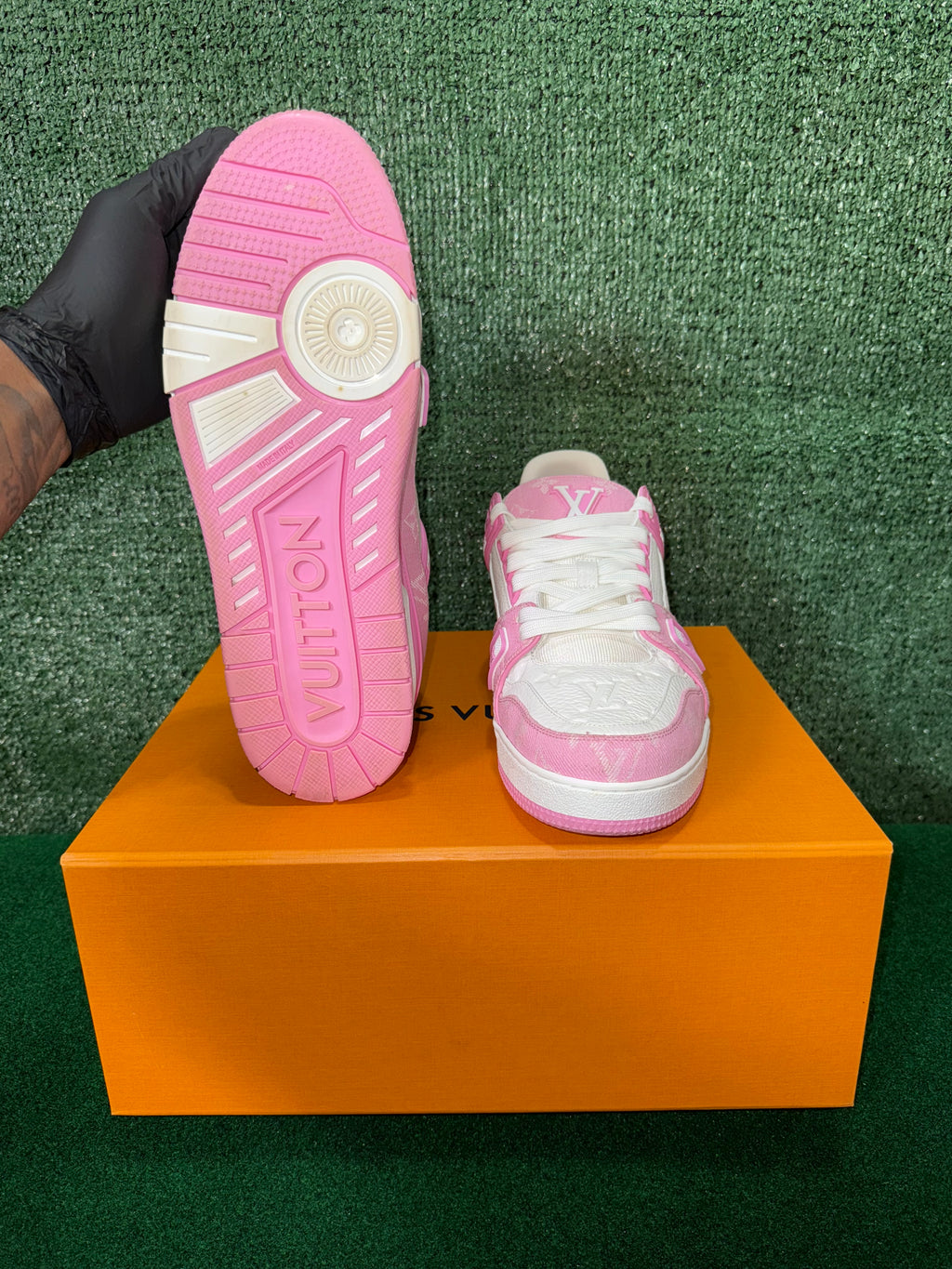 LV Trainer Sneakers Pink Denim