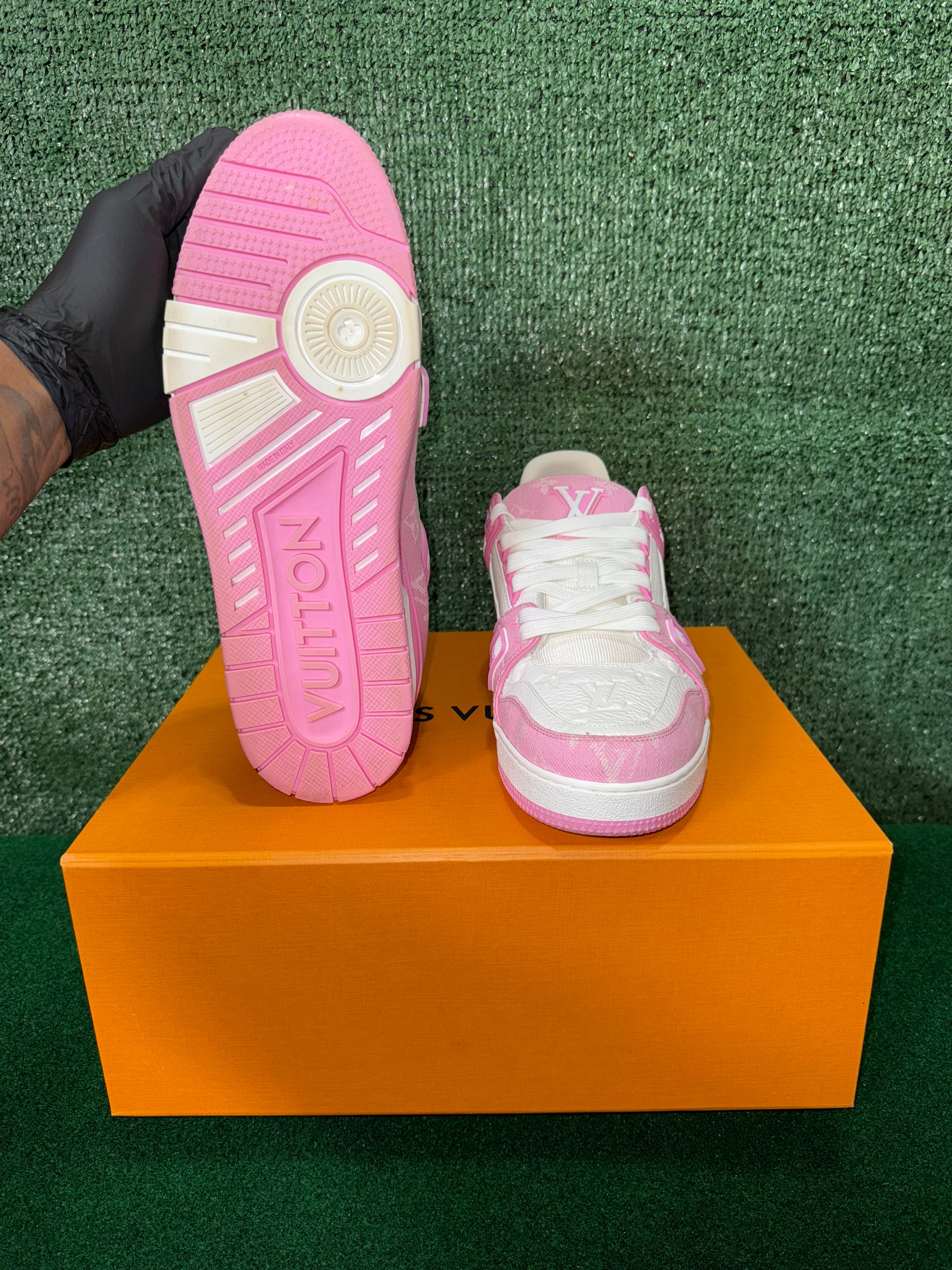 LV Trainer Sneakers Pink Denim
