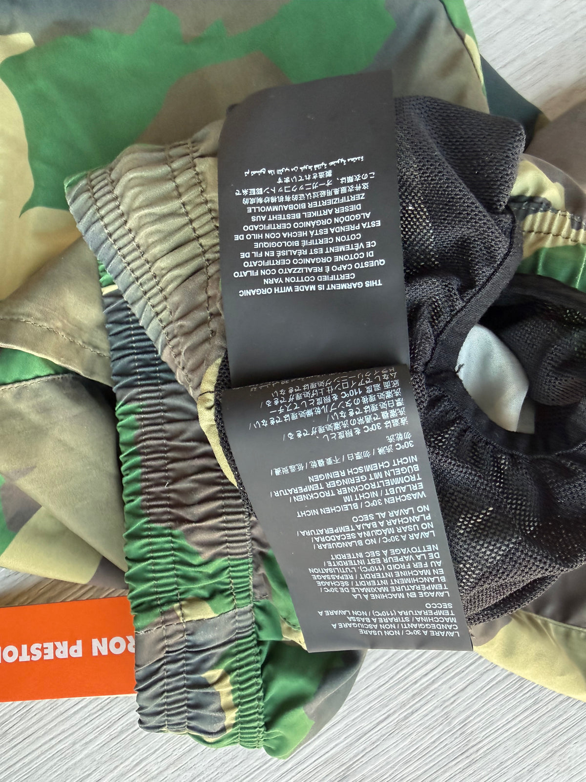 Heron Preston nylon swimshorts military green’