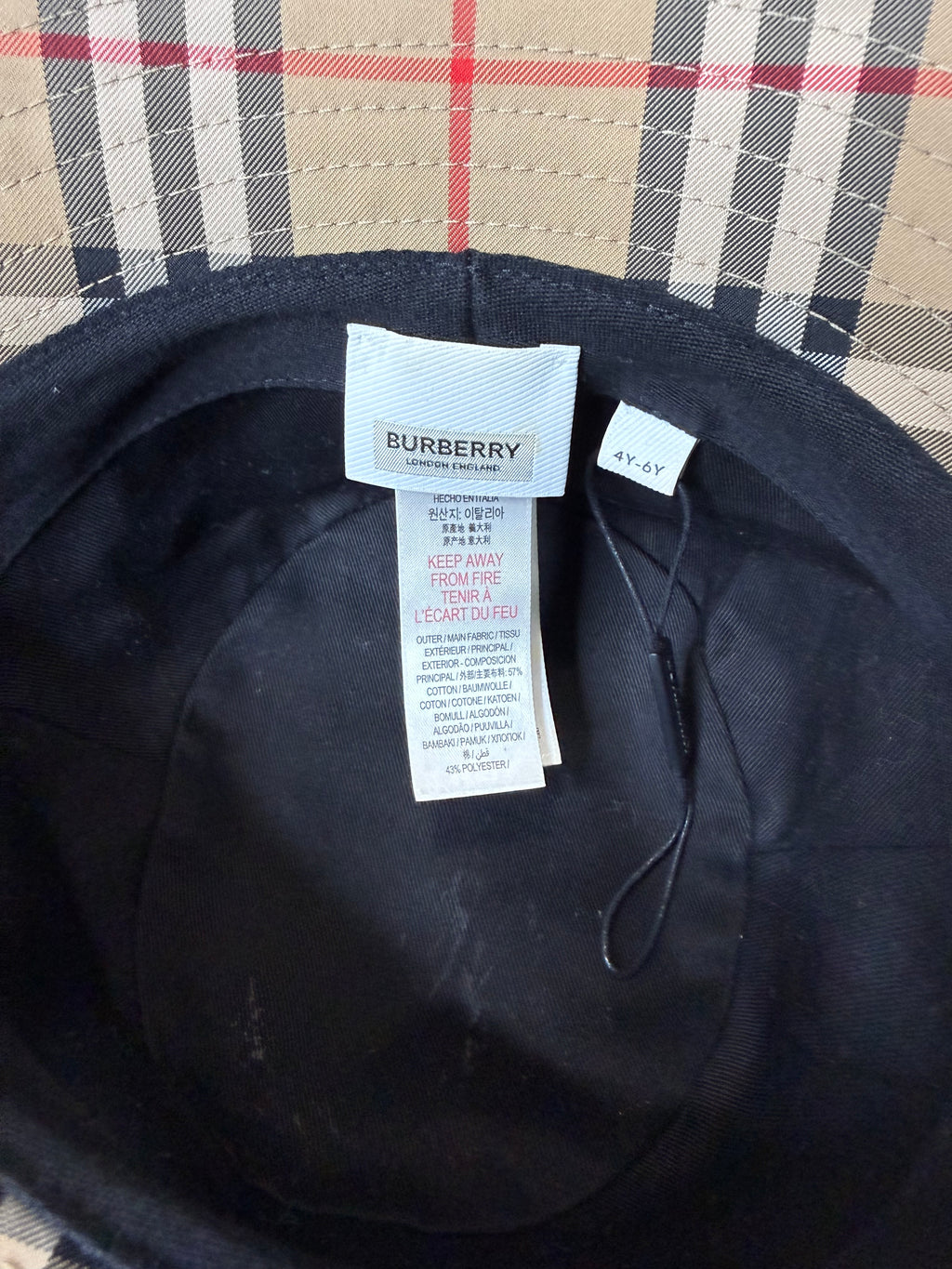 Burberry kids vintage check cotton bucket hat