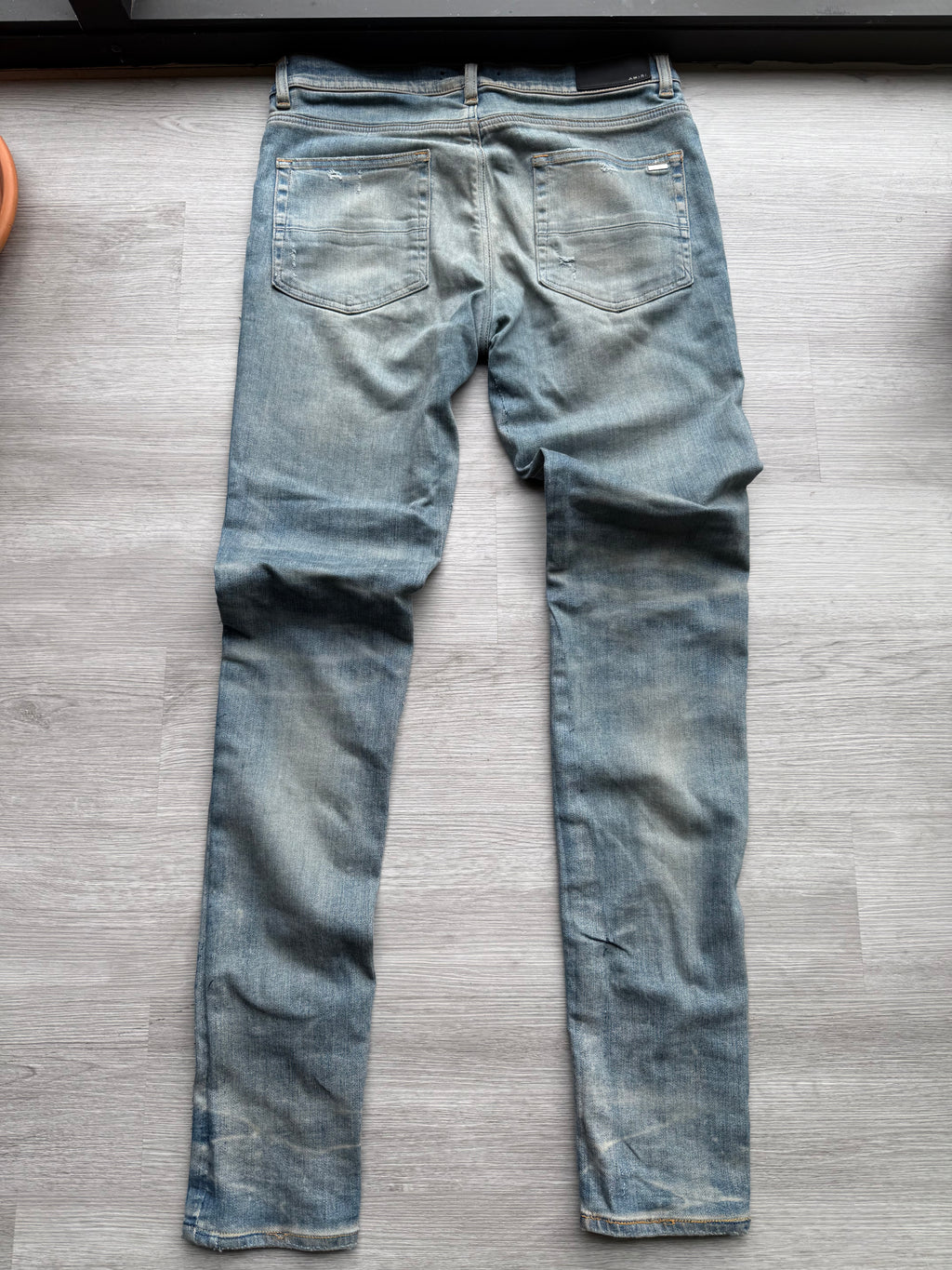 Amiri leopard thrasher jeans ‘clay/indigo’
