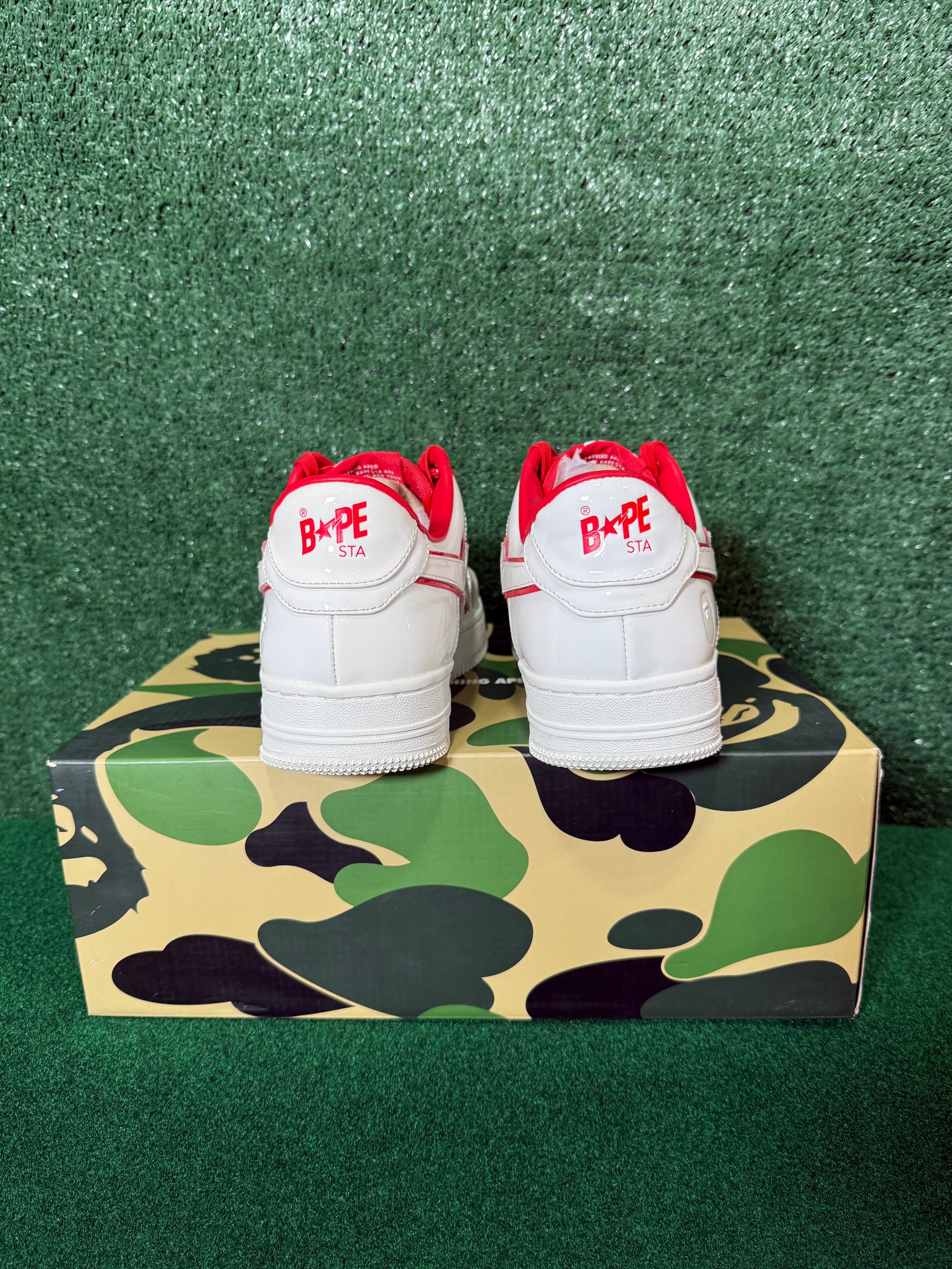 A Bathing Ape Bape Sat Patent Leather White Red